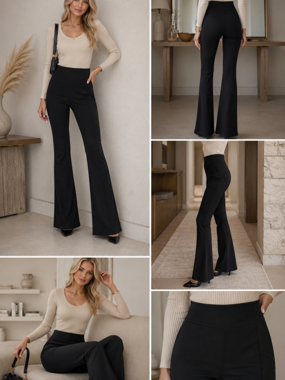 Classic Black High-Rise Flare Pants — Women’s Bootcut